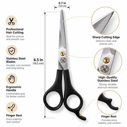 Professional Hair Cutting Scissor 6.5 Inch | Stainless Steel Salon Scissors with Finger Rest