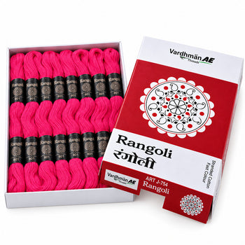 Rangoli Embroidery Thread – Hot Pink | Box of 25 Skeins | Stranded Cotton Thread