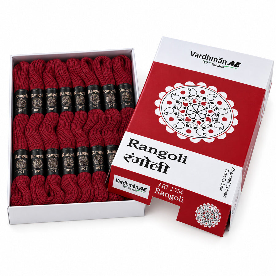 Rangoli Embroidery Thread – Maroon | Box of 25 Skeins | Stranded Cotton Thread