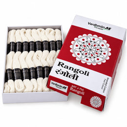 Rangoli Embroidery Thread – White | Box of 25 Skeins | Stranded Cotton Thread