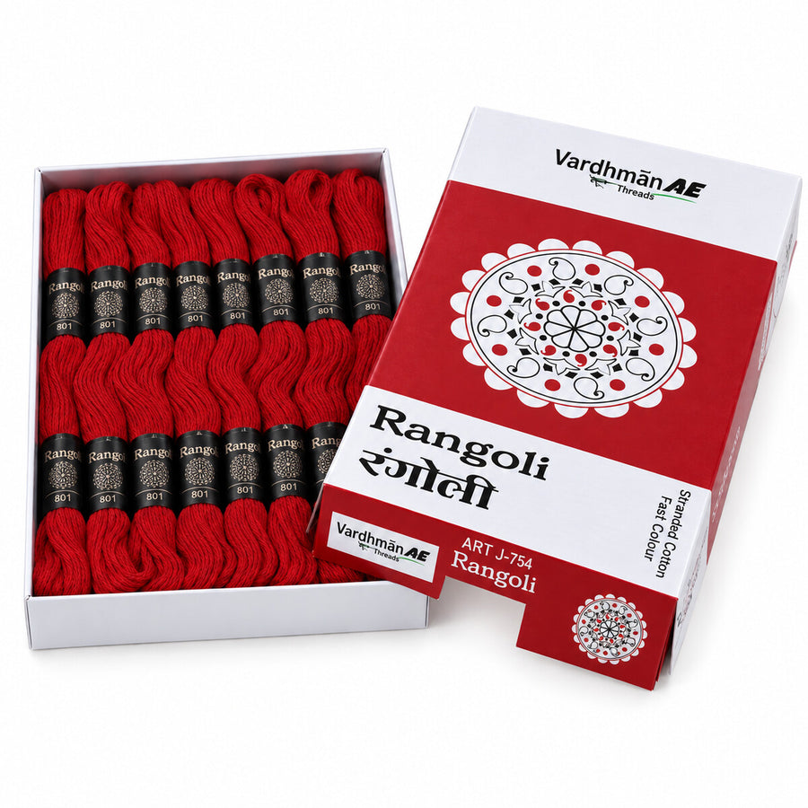 Rangoli Embroidery Thread – Dark Red | Box of 25 Skeins | Stranded Cotton Thread