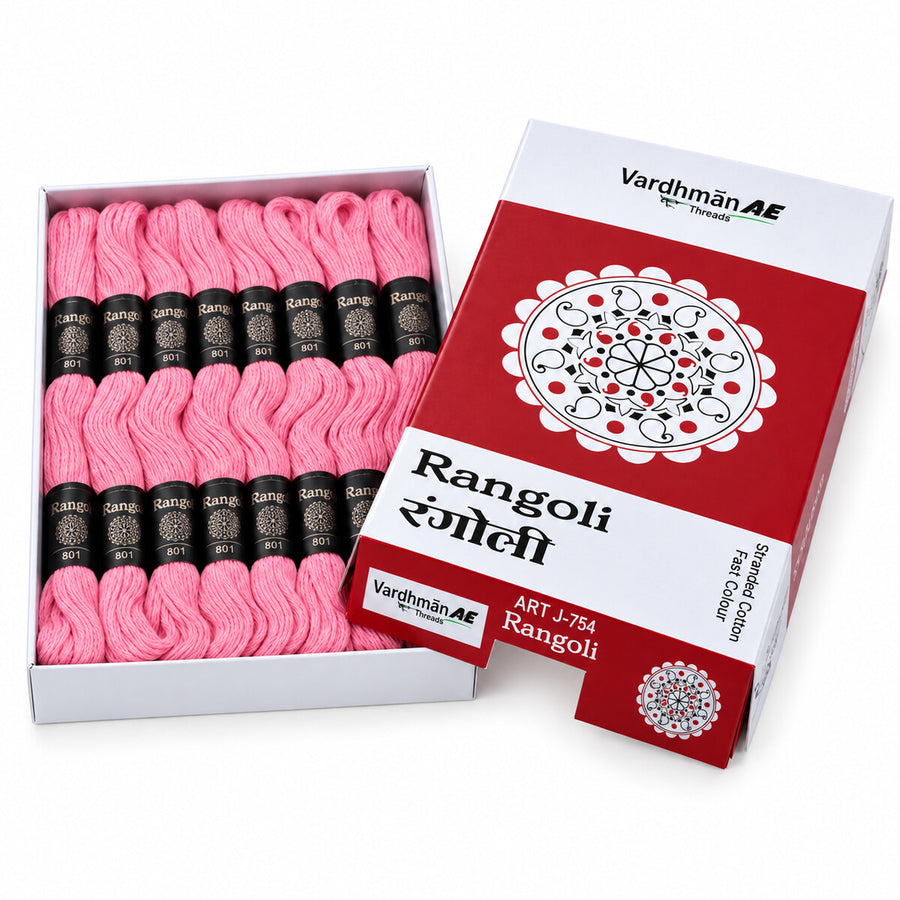 Rangoli Embroidery Thread – Baby Pink | Box of 25 Skeins | Stranded Cotton Thread