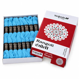 Rangoli Embroidery Thread – Sky Blue | Box of 25 Skeins | Stranded Cotton Thread