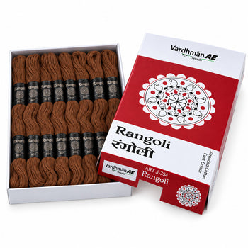 Rangoli Embroidery Thread – Brown | Box of 25 Skeins | Stranded Cotton Thread