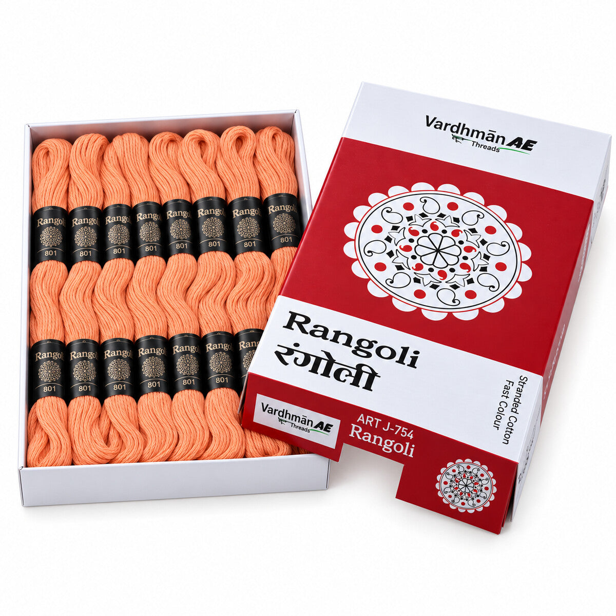 Rangoli Embroidery Thread – Peach | Box of 25 Skeins | Stranded Cotton Thread