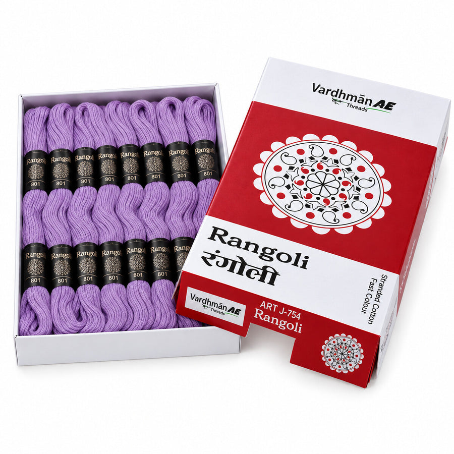 Rangoli Embroidery Thread – Lavender | Box of 25 Skeins | Stranded Cotton Thread