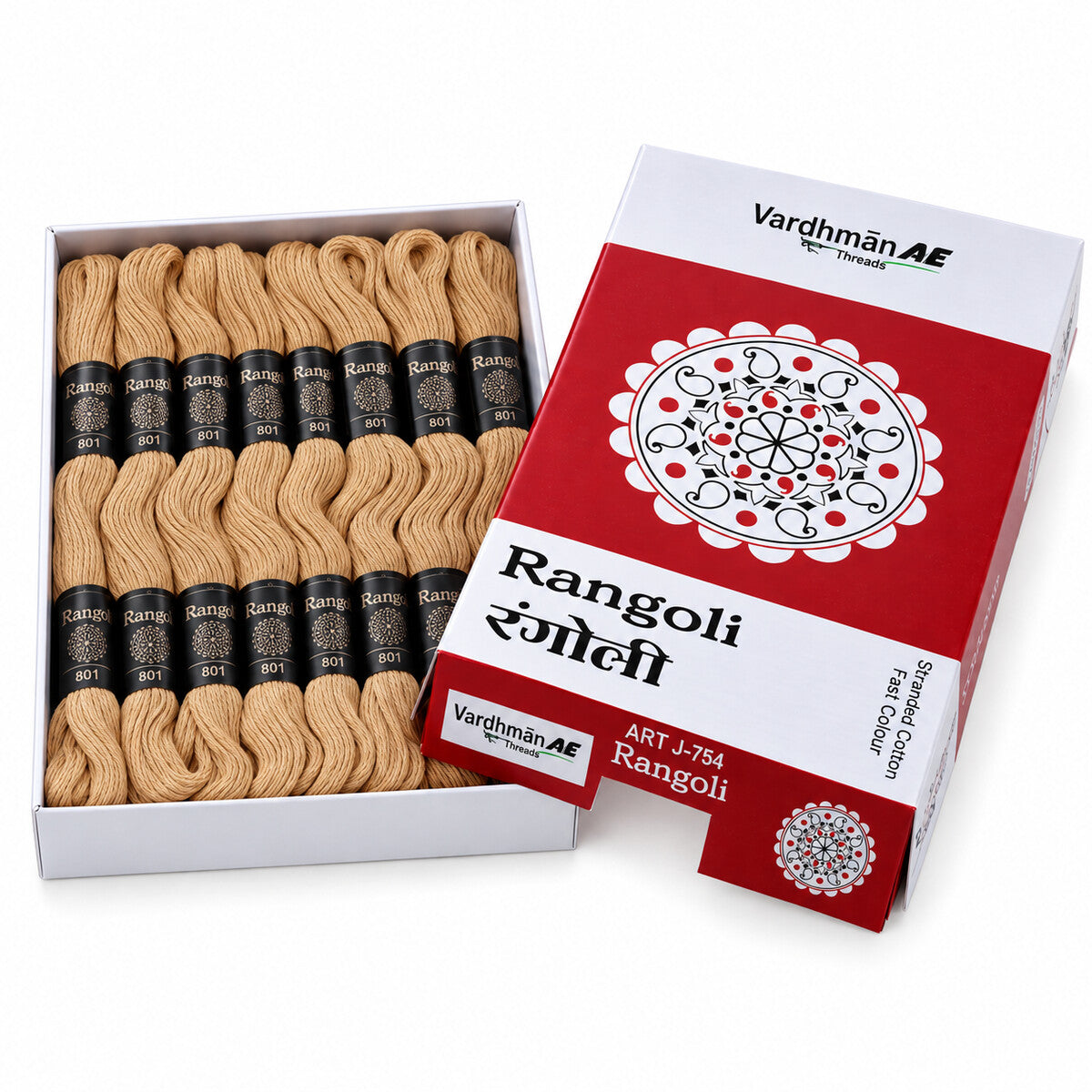 Rangoli Embroidery Thread – Beige | Box of 25 Skeins | Stranded Cotton Thread