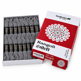 Rangoli Embroidery Thread – Grey | Box of 25 Skeins | Stranded Cotton Thread
