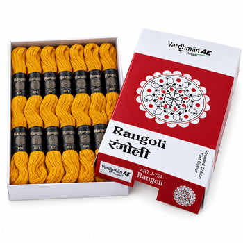 Rangoli Embroidery Thread – Golden Yellow | Box of 25 Skeins | Stranded Cotton Thread