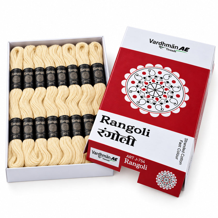 Rangoli Embroidery Thread – Cream | Box of 25 Skeins | Stranded Cotton Thread