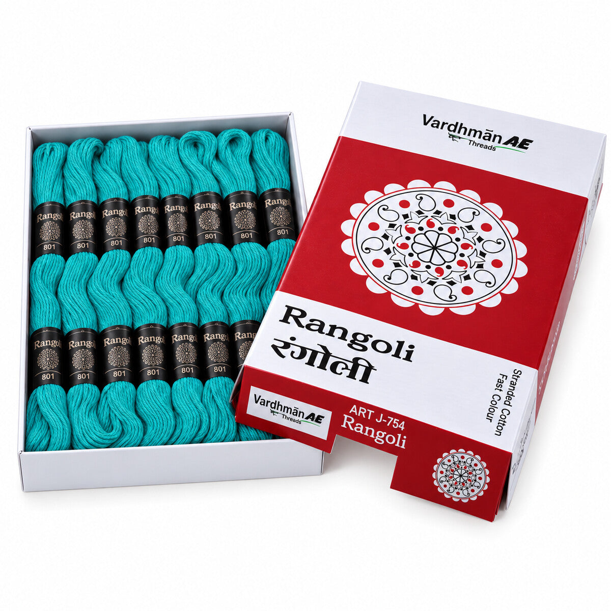 Rangoli Embroidery Thread – Turquoise | Box of 25 Skeins | Stranded Cotton Thread