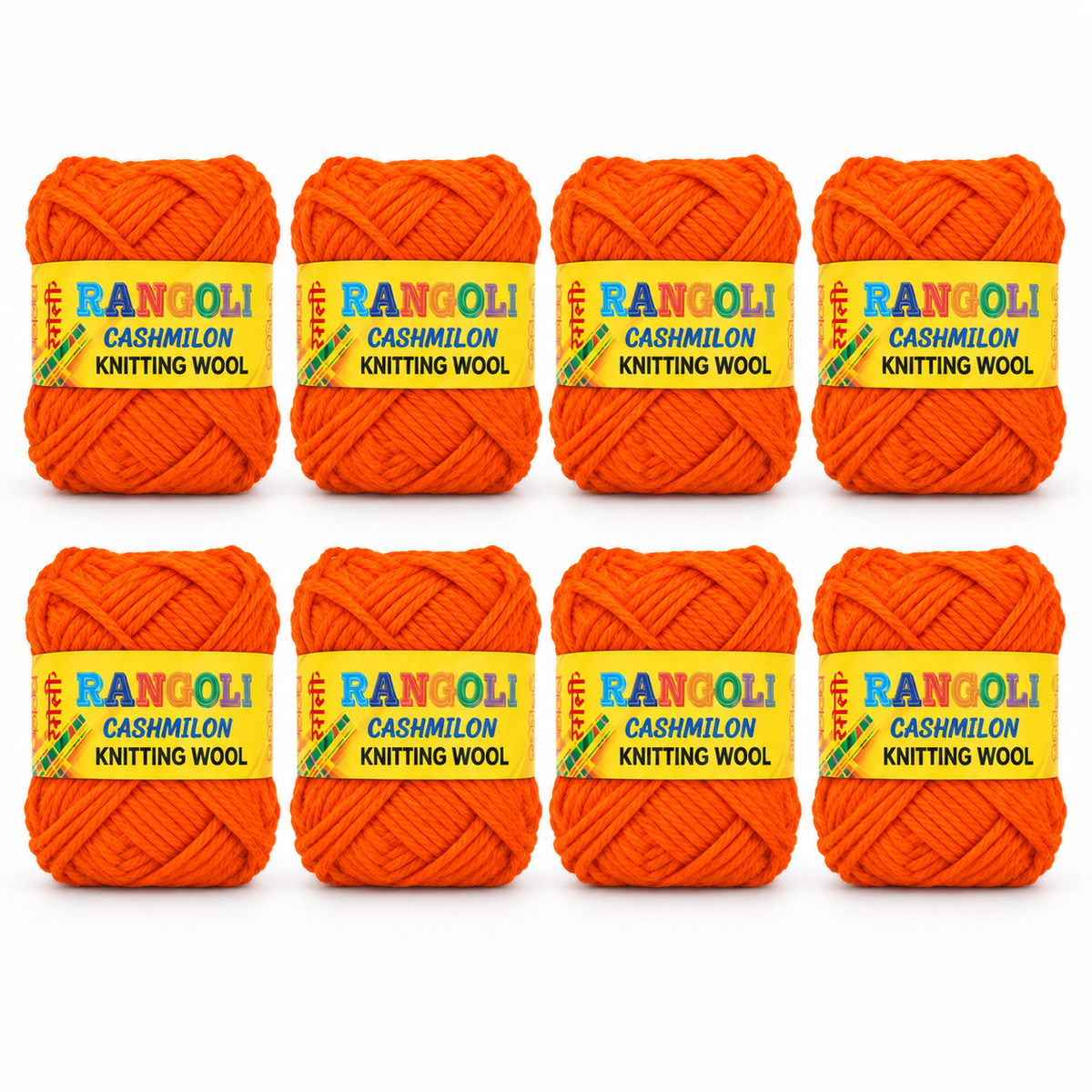 Rangoli Cashmilon Knitting Wool Yarn Orange Colour Pack of 8 for Knitting Crochet Craft