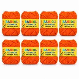 Rangoli Cashmilon Knitting Wool Yarn Orange Colour Pack of 8 for Knitting Crochet Craft
