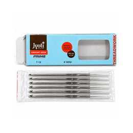Jyoti Prime Crochet Hook Set of 6 Pieces | Sizes 7, 8, 9, 10, 11, 12 | Steel Crochet Needles for Knitting, Thread Work & Craft