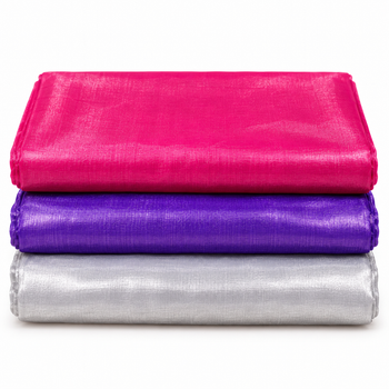 Premium Tissue Fabric 3 Piece Combo – Rani Pink, Purple & Silver | 2 Metre Each | Tailoring & Piping Fabric