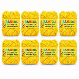 Rangoli Cashmilon Knitting Wool Yarn Yellow Colour Pack of 8 for Knitting & Crafts
