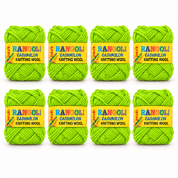 Rangoli Cashmilon Knitting Wool Green | Soft Yarn for Sweater, Knitting & Crafts | Pack of 8