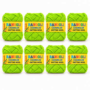 Rangoli Cashmilon Knitting Wool Green | Soft Yarn for Sweater, Knitting & Crafts | Pack of 8