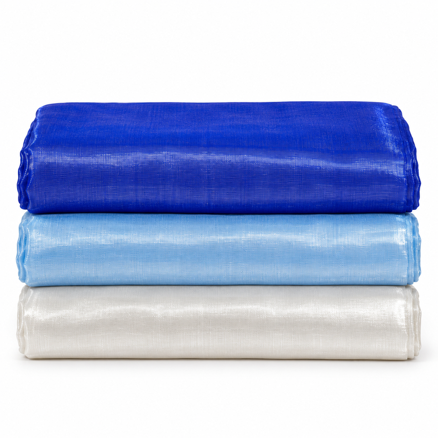 3 Piece Tissue Fabric Combo – Royal Blue, Sky Blue & White | 2 Metre Each | Piping & Tailoring Fabric