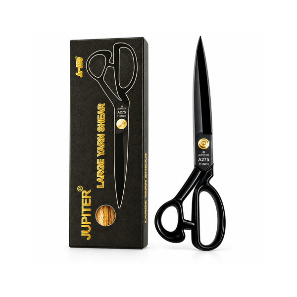 Jupiter 11 Inch Large Yarn Shear A275 Heavy Duty Tailoring Scissor | Sharp Steel Blades | Professional Cloth & Fabric Cutting Scissor | Black