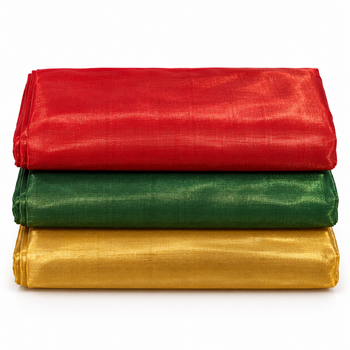 3 Piece Tissue Fabric Combo for Piping & Tailoring – Red, Bottle Green & Golden – 2 Metres Each