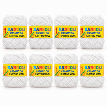Rangoli Cashmilon Knitting Wool White | Soft Yarn for Sweater, Crochet & Crafts | Pack of 8
