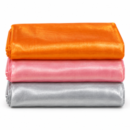 3 Piece Tissue Fabric Combo – Orange, Pink & Silver | 2 Metre Each | Piping & Tailoring Fabric