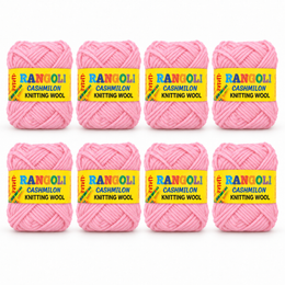 Rangoli Cashmilon Knitting Wool Yarn for Sweater, Crochet & Crafts – Pink – Pack of 8