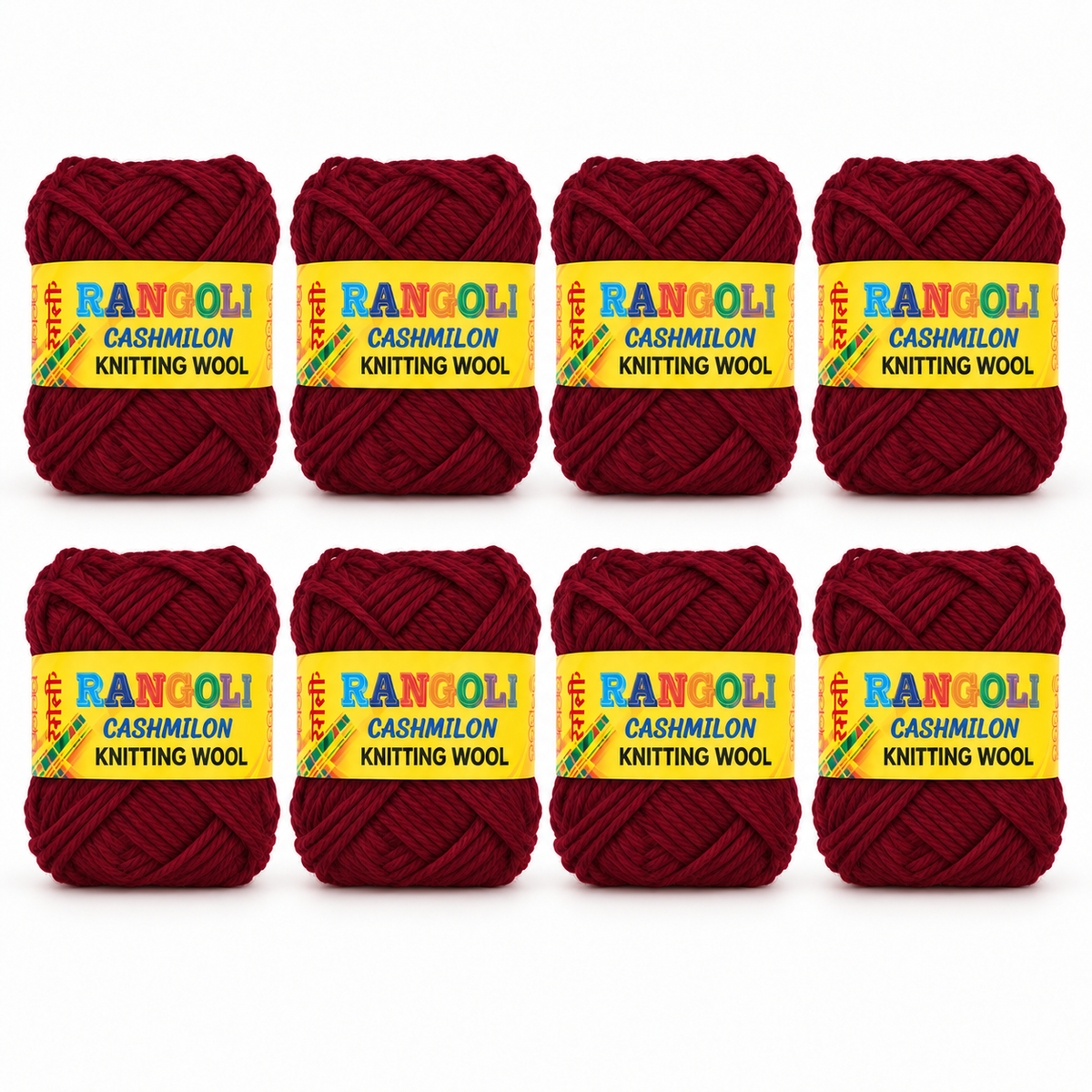 Rangoli Cashmilon Knitting Wool Yarn for Sweater, Knitting & Crafts (Maroon, Pack of 8)