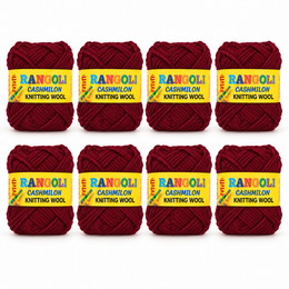 Rangoli Cashmilon Knitting Wool Yarn for Sweater, Knitting & Crafts (Maroon, Pack of 8)