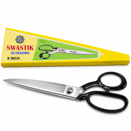 Swastik 8 Inch Tailoring Scissor | Heavy Duty Cloth Cutting Kainchi | Polished Steel Blade Professional Fabric Cutting Scissor
