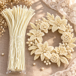 Cream Chenille Stems Pipe Cleaners for Craft & Flower Making – 100 Pieces per Packet
