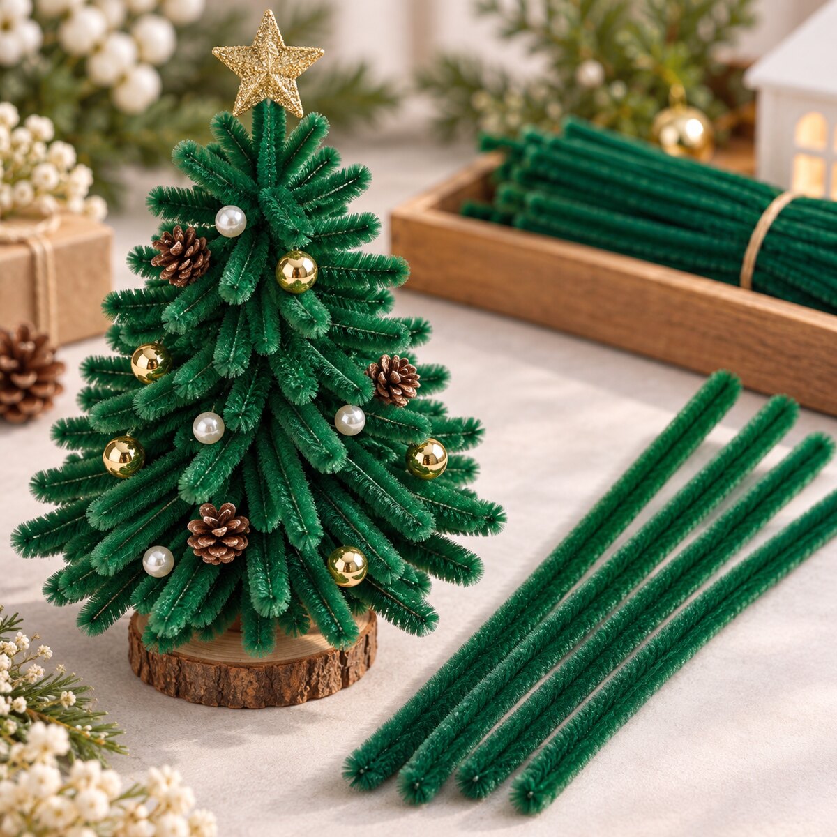 Bottle Green Pipe Cleaner Chenille Stem for DIY Craft & Decoration