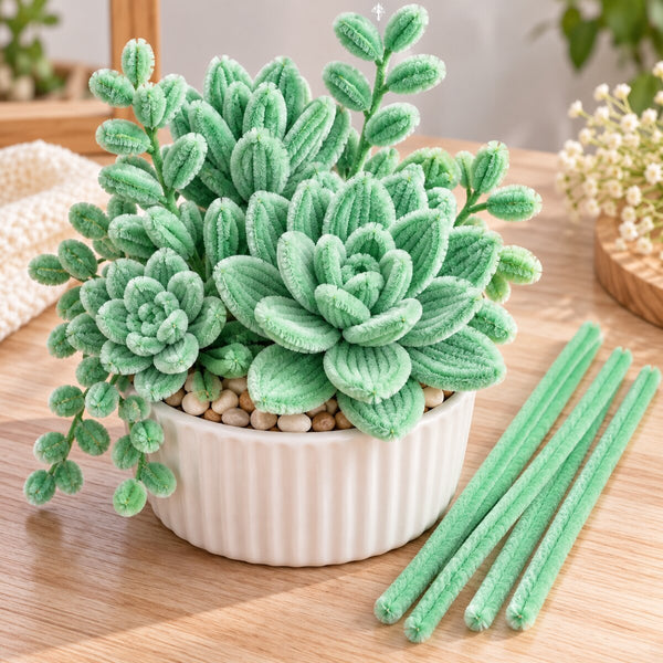 Mint Green Pipe Cleaner Chenille Stem for Art & Craft DIY Decoration – 100 Pieces per Packet