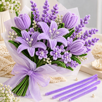 Lavender Pipe Cleaner Craft Sticks for DIY Flowers & Art – 1 Packet 100 Piece