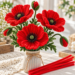 Red Pipe Cleaner Chenille Stems for DIY Craft & Flower Making | 100 Pcs Per Packet