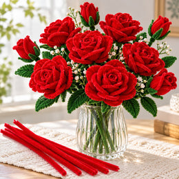 Red Pipe Cleaner Chenille Stems for DIY Craft & Flower Making – 100 Pieces Per Pack