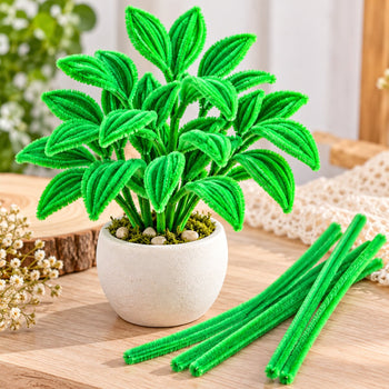 Green Pipe Cleaner Chenille Stem for Art Craft Flower Making & Decoration – 100 Pieces per Packet