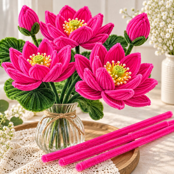 Pink Pipe Cleaner Chenille Stems for DIY Craft, Flower Making & Decoration | 100 Pcs Per Packet