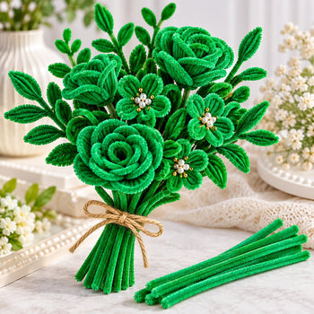 Emerald Green Pipe Cleaner Chenille Stem for Art & Craft DIY Decoration – 100 Pieces per Packet