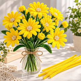Yellow Pipe Cleaner Chenille Stem for DIY Craft, Flower Making & Decoration | 100 Pieces One Packet