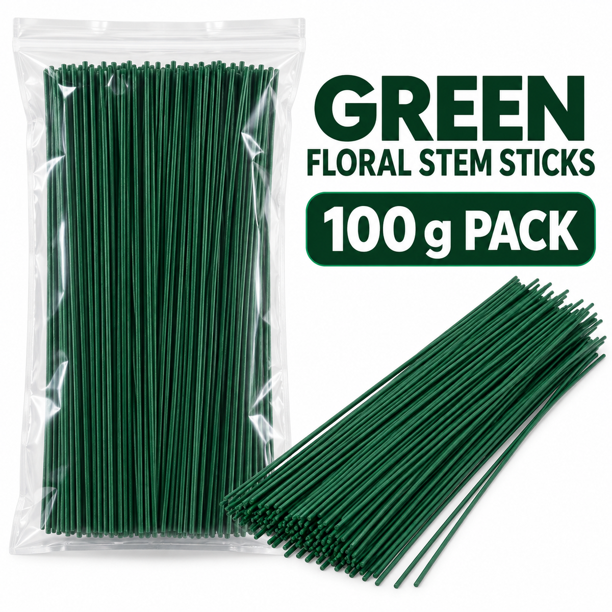 Green Floral Stem Sticks 100g Pack | Flower Making Stem Wire for Artificial Flowers & DIY Crafts