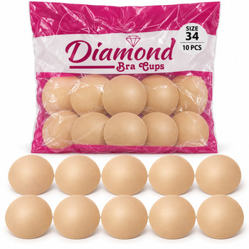 Diamond Bra Cups Size 34 for Blouse Stitching, Pack of 10 Pieces (5 Pairs), Nude Beige