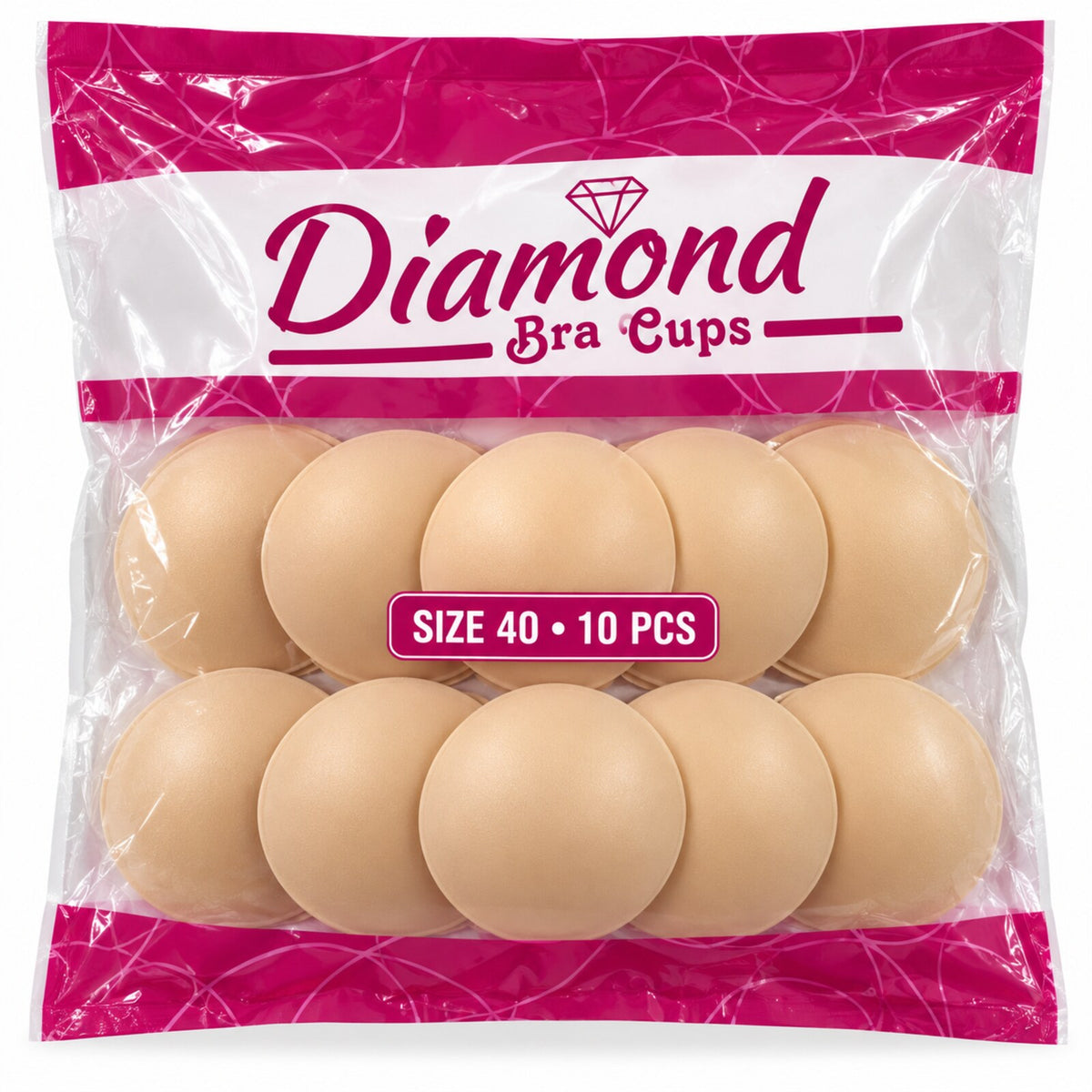Diamond Bra Cups Size 40 for Blouse Stitching | Padded Foam Cups | Pack of 10 Pieces (5 Pairs)