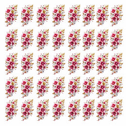Pink Floral Bouquet DTF Heat Transfer Sticker Sheet for Saree, Kurti & Blouse Decoration