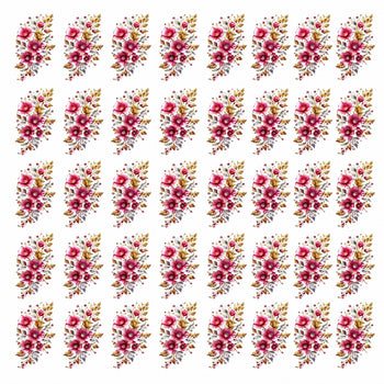 Pink Floral Bouquet DTF Heat Transfer Sticker Sheet for Saree, Kurti & Blouse Decoration