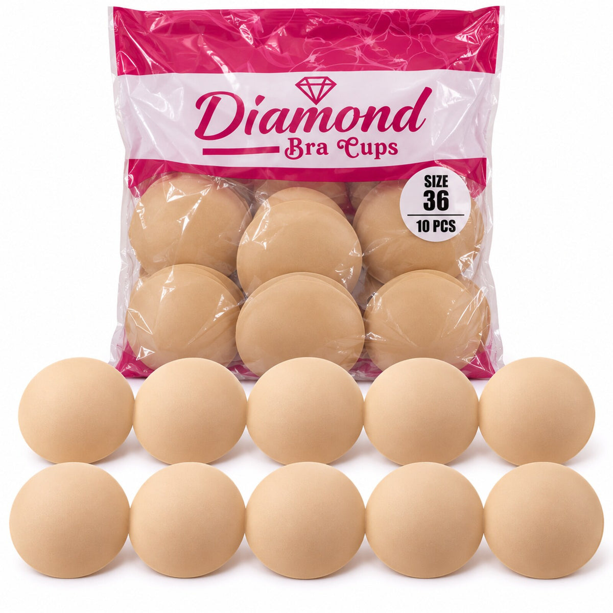 Diamond Bra Cups Size 36 for Blouse Stitching | Padded Foam Cups | Pack of 10 Pieces (5 Pairs)