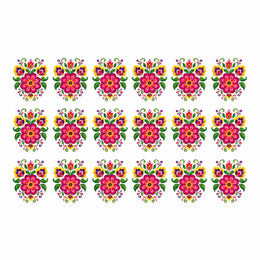 Multicolour Floral Bouquet DTF Heat Transfer Sticker Set for Suit, Blouse & Saree Decoration