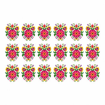 Multicolour Floral Bouquet DTF Heat Transfer Sticker Set for Suit, Blouse & Saree Decoration