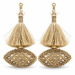 Champagne Gold Decorative Tassel Latkan for Blouse & Lehenga – Pack of 12 Pieces, 6 Pairs